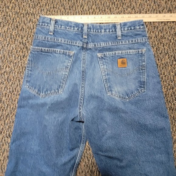 EUC Carhartt Women's Blue Flannel Lined Jeans 32x30 Super Warm!!! - Picture 8 of 13